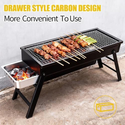 Portable BBQ Grill Home Charcoal Grill and Outdoor Folding Grill, Perfect for Traveling, Outdoor Cooking and BBQ, Camping, Picnics