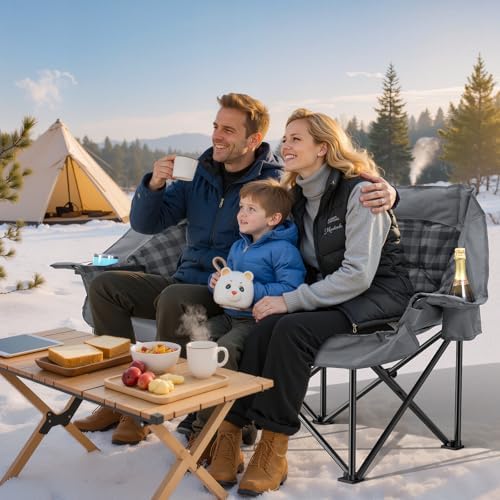 Huskfirm Heated Double Camping Chair Oversized with 3 Temperature Settings