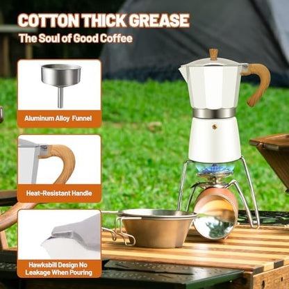 3 Cup Aluminum Espresso Stovetop Moka Pot Express Coffee Maker Percolator Italian Classic Mocha Coffee Machine for Italian and Cuban Cafe Brewing for Home & Camping 150ml 5oz