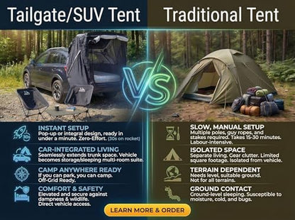 HASIKA SUV Tailgate Tent, 2-Person Car Camping Awning