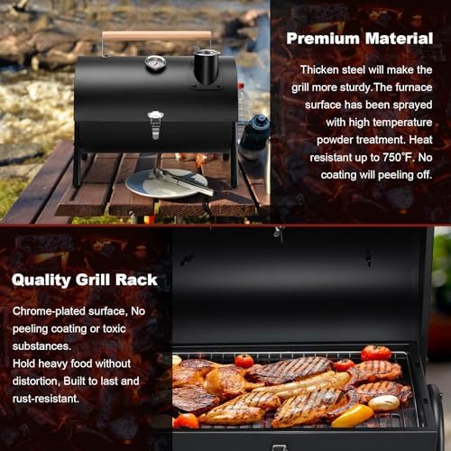Joyfair Portable Charcoal Grill with Thermometer, Small BBQ Camping Grills