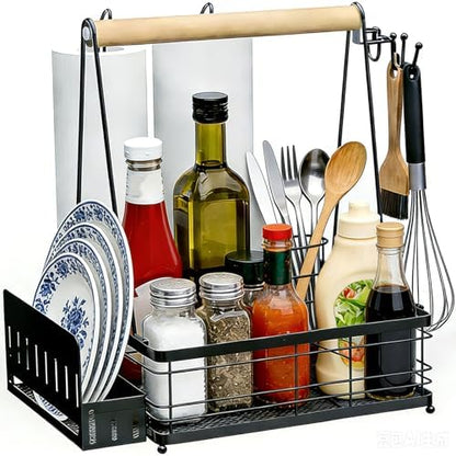 Grill Caddy BBQ for Outdoor Grill with 2 Paper Towel Holders