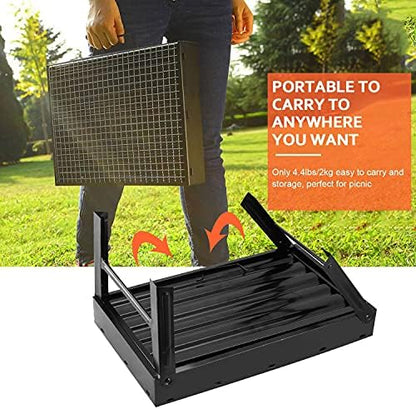 Portable BBQ Grill, Foldable Charcoal Grill Lightweight Smoker Grill for Outdoor Cooking Camping Hiking Picnics Tailgating Backpacking Party (Mini gril(17.7x10x11"))