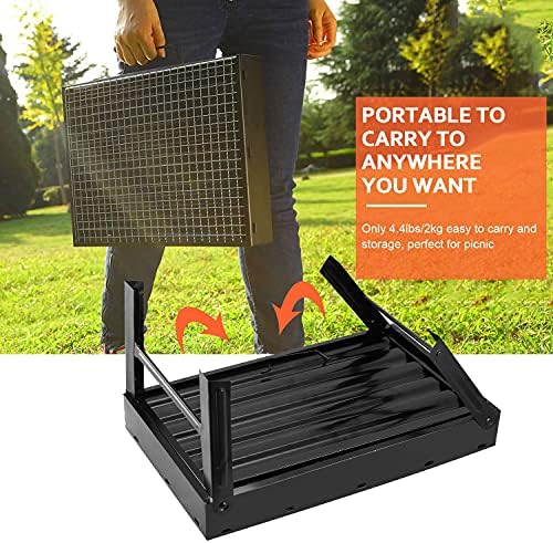 Moclever Folding Portable Charcoal Grill – Stainless Steel Mini BBQ Grill for Outdoor Cooking, Camping, Picnics, Beach, Tailgating, Compact & Easy to Carry