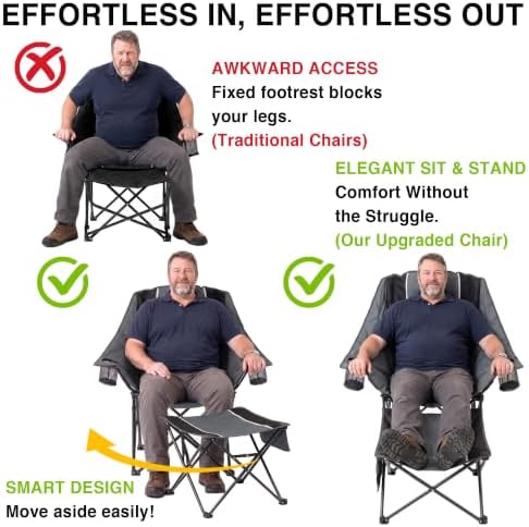 Oversized Camping Chair with Foot Rest, Heavy Duty 400 lbs