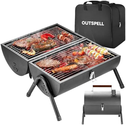 Portable Charcoal Grill: Double-Sided BBQ Grill for Camping and Picnics