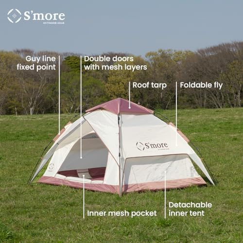 S'More 1/2 Person Beach Tent, Lightweight & Easy Set Up Pop up Tent, UFP 30+ Quick Portable Sun Shade Shelter for Beach,Picnic, Backyard, Festival