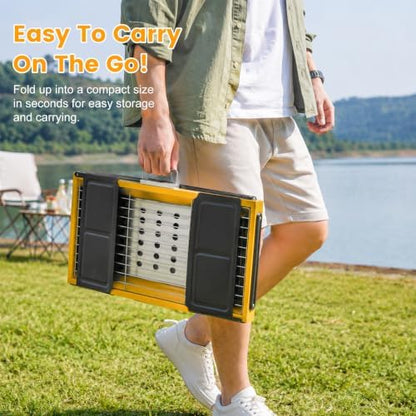 Portable Charcoal Grill Stainless Steel, Small Foldable BBQ Suitcase with Portable Side Shelves & Heat Resistant, Lightweight Tabletop Barbecue for Camping Picnic Backyard Beach Travel