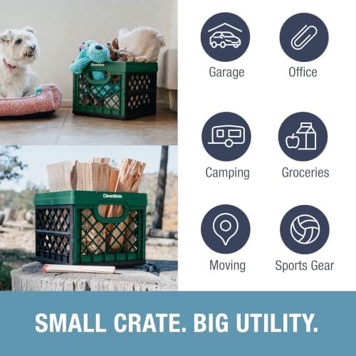 CleverMade Collapsible Milk Crates For Storage, 25L 3 Pack, 50 lb, Forest