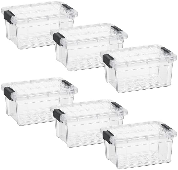 Superio 3.4 Quart Clear Plastic Storage Boxes with Lids, Stackable Organizer Containers, BPA-Free Storage Bins for Home, Office, School & Dorm, 6 Pack