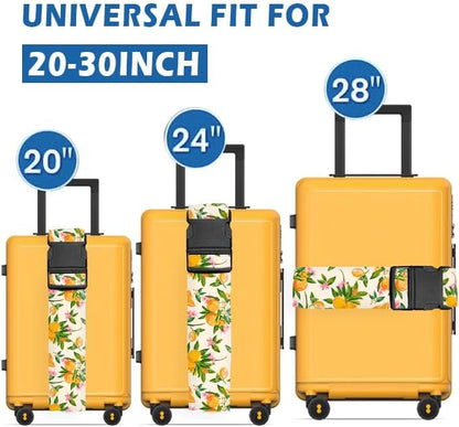 Luggage Straps for Suitcases Travel Belt Accessories, Cute Suitcase Strap, Adjustable Luggage Belt Strap, Heavy Duty with Quick-Release Buckle Luggage Strap Cute Orange