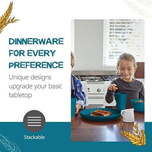 Teivio 32-Piece Plates and Bowls Sets for 8, Wheat Straw Dinnerware Sets