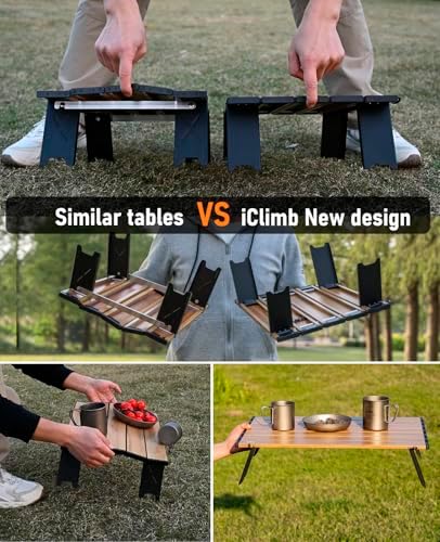 iClimb Ultralight Compact Mini Folding Alu. Table (Blue - L)