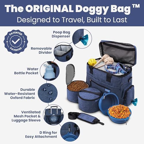 Rubyloo Original Doggy Bag™ Dog Travel Bag for Supplies with Travel Bowls