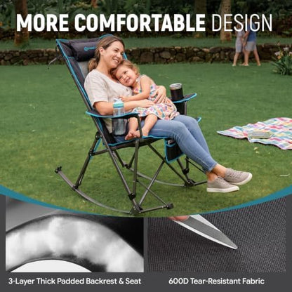 FUNDANGO Oversized Rocking Camping Chair 2 Pack Padded Folding Camp Chairs