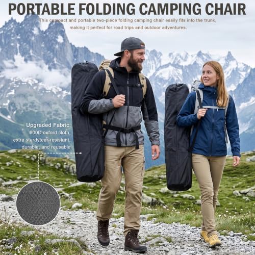 2 Pack Folding Camping Chair with Cup Holder and Storage Bag,Heavy Duty Supports 400 LBS,Portable Outdoor Chair for Camp,Lawns,Travel,Fishing,Green