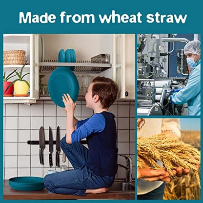 Teivio 32-Piece Plates and Bowls Sets for 8, Wheat Straw Dinnerware Sets