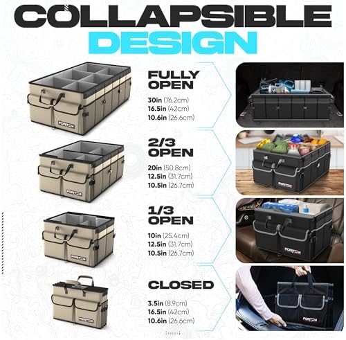 FORTEM Trunk Organizer - Foldable Car Organizer with Cooler for SUV, Trucks