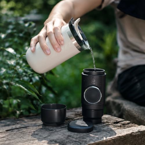 WACACO Minipresso NS2, Portable Espresso Machine, Compatible Original NS Capsules, Travel Coffee Maker, Manually Operated from Piston Action (Coal Black)
