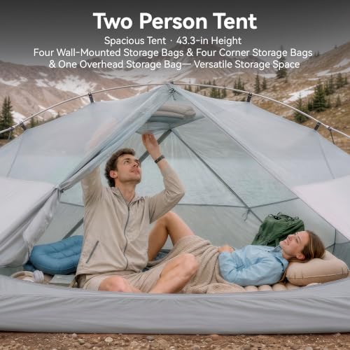 CANTUO 2/3 Person Tent Backpacking Tent with Footprint Ultralight 20D Nylon 4000mm Waterproof & Windproof Two Person Tent