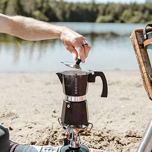 GROSCHE Milano Stovetop Espresso Maker Moka Pot 3 espresso Cup, 5 oz Black