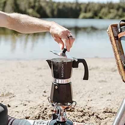 GROSCHE Milano Stovetop Espresso Maker Moka Pot 3 espresso Cup, 5 oz Black