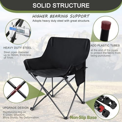 Joyfair Camping Lawn Chair for Adult, Outside Beach Chairs (2 Pack, Black)