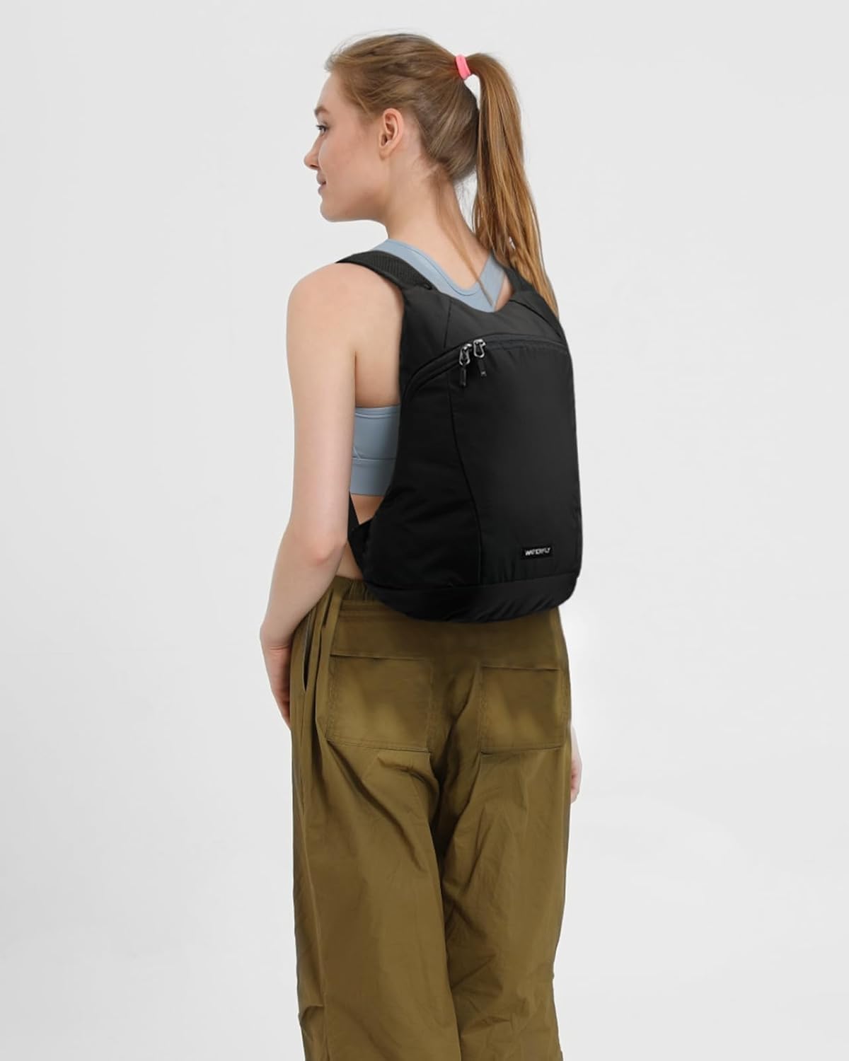 WATERFLY Foldable Lightweight Hiking Backpack: 15L Packable Traveling Daypack Men Women Ultralight Thin Casual Day Pack Bag for Outdoor Sports Camping Beach Park (Black)