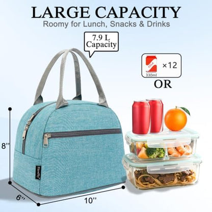 FlowFly Insulated Lunch Cooler Bag - Tote Bag Organizer for Women/Men, Sea Blue