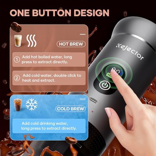 Portable Coffee Maker Espresso Machine Cafetera Portatil Personal Rechargeable Coffee Maker Small for Travel Camping usb-c Battery Espresso Maker, 3-IN-1 Compatible with Ground Coffee & NS Capsule
