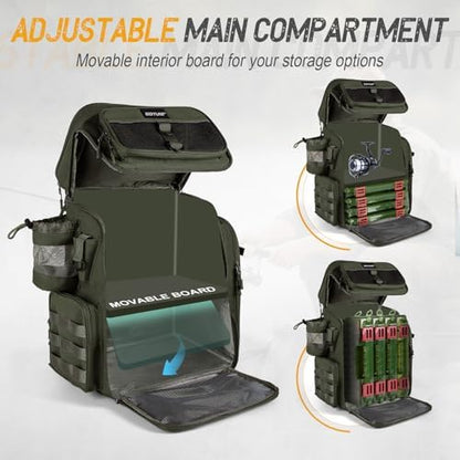 Goture Fishing Backpack with Cooler,55L 900D Tackle Backpack & Rod Holders