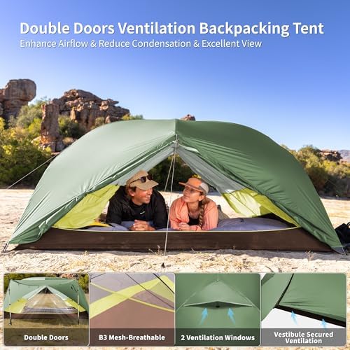 Naturehike Mongar Upgraded 1/2/3 Person Backpacking Tent,Waterproof Lightweight Camping Tent with Footprint
