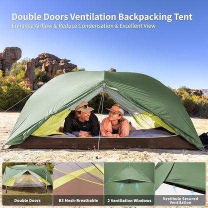 Naturehike Mongar Upgraded 1/2/3 Person Backpacking Tent,Waterproof Lightweight Camping Tent with Footprint