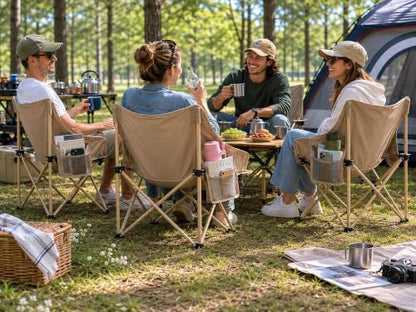 ELangod Folding Camping Chair Set, 2 Pack Portable Outdoor Chairs