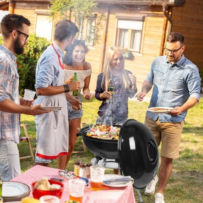 Outvita Charcoal Grill, 18 inch Stainless Steel BBQ with Wheels, Black