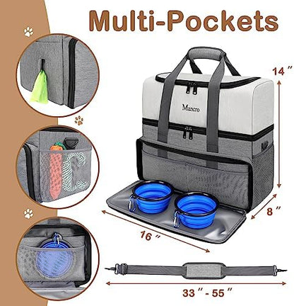 Mancro Dual Layers Dog Travel Bag, Dog Mom Gifts, Road Trip Essentials