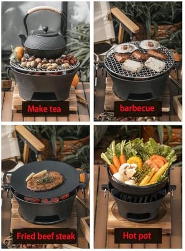 Round Seasoned Cast Iron Charcoal Hibachi Grill