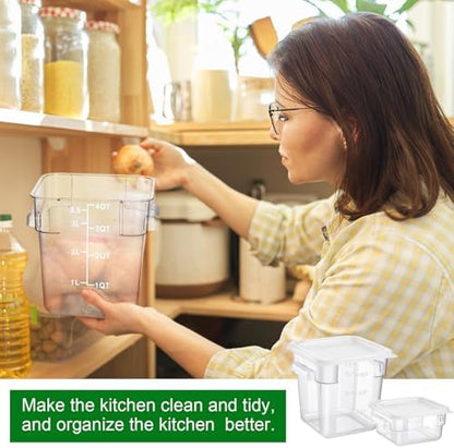 FoldTier 2 Pcs Square Food Storage Containers, White, 2 Qt,4 Qt
