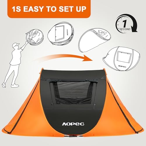 Pop Up Camping Tent, 2/4/6 Person Instant Tent Waterproof PU4500mm, Spacious Ventilated Camping Tent with Front Porch, Quick Setup Lightweight Portable for Outdoor Camping Hiking Beach
