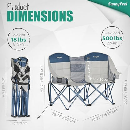 SUNNYFEEL Double Camping Chair Oversized Loveseat for Adults