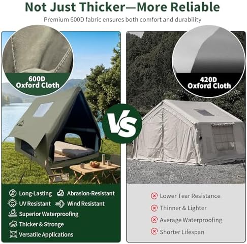 Luxury Inflatable Camping Tent for 1-2 Person,600D Oxford Air Tent