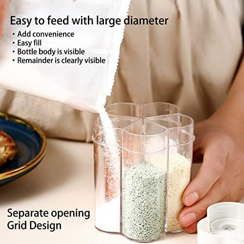 5 In 1 Travel Spice Containers, Shaker Jars, Clear Plastic Container Jars With Labels, Airtight Cap, Pour/Sift Shaker Green