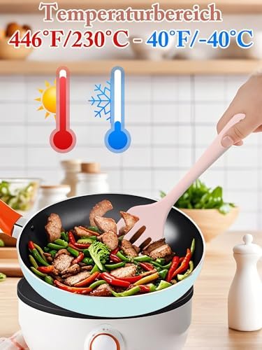 Kitchen Utensil Set,5 Pcs Mini Silicone Cooking Utensils Sets,Heat Resistant Non Stick Kitchens Gadgets BPA-Free Spatula Set,Kitchen Set for Cooking(Pink)