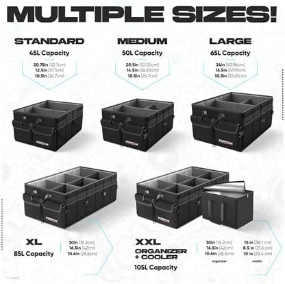FORTEM Trunk Organizer - Foldable Car Organizer & Storage for SUVs & Trucks
