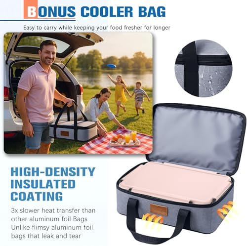 Chilled Portable Snackle Box Container with Ice Pack, Beach Essentials for Summer, Divided Serving Tray with Insulated Bag, Snack Containers for Road Trip Charcuterie Snack Picnic, Peony