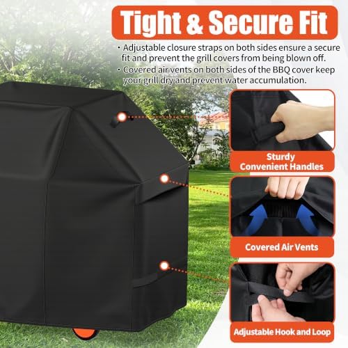iCOVER Grill Cover 58 inch, BBQ Grill Cover for Outdoor Grill, 600D Heavy Duty Waterproof BBQ Cover, Anti-UV and Rip-Proof Barbecue Cover, Gas Grill Cover for Weber, Char-Broil, Nexgrill, etc