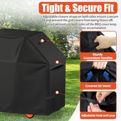 iCOVER Grill Cover 55 inch, BBQ Grill Cover for Outdoor Grill, 600D Heavy Duty Waterproof BBQ Cover, Anti-UV and Rip-Proof Barbecue Cover, Gas Grill Cover for Weber, Char-Broil, Nexgrill, etc