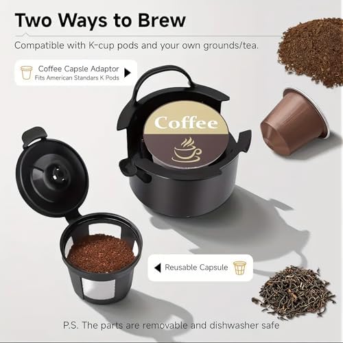 Single Serve Coffee Maker, Small K Pod&Ground Coffee Machine