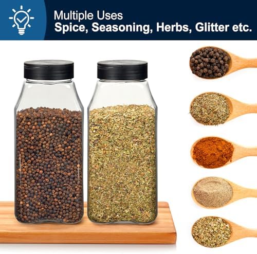 TUZAZO 32 Oz Large Spice Jars Plastic Seasoning Containers, 6 Pack
