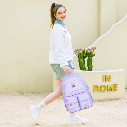 CCJPX Girls Backpack, 16 inch School Laptop Bag College Bookbag, Anti Theft Daypack for Teens Girls Students Women